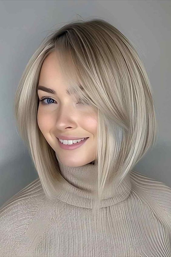 Ash blonde Bob With highlights