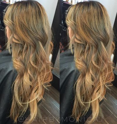 Honey blonde layered hair