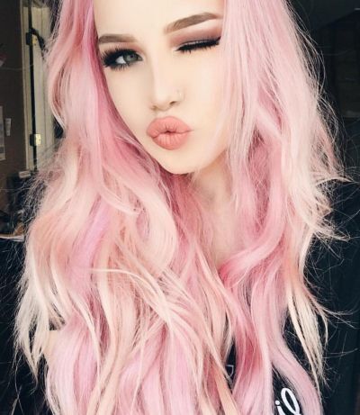 pastel pink layered hairstyle