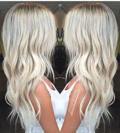 platinum baby blonde layered hairstyle