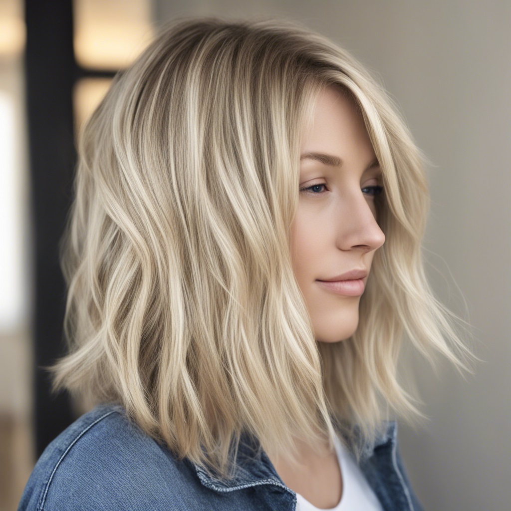 Blonde Lob with Lowlights