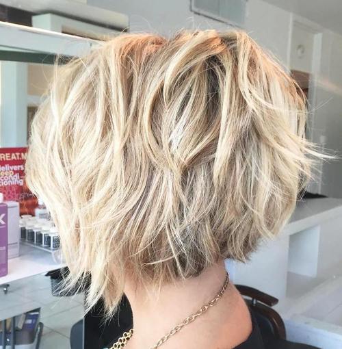 blonde layered bob for thick hair