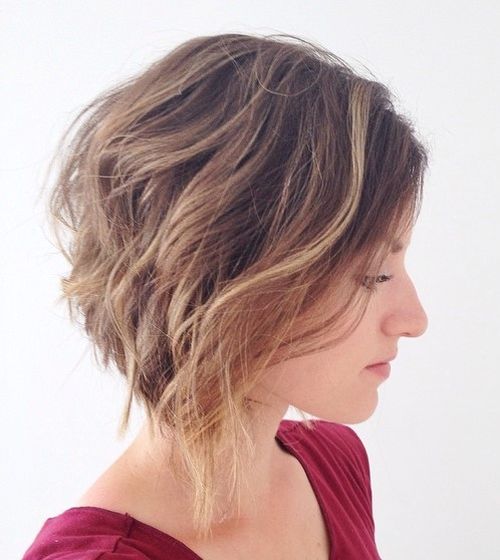 wavy messy angled bob