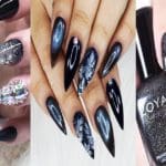 33 BLACK GLITTER NAILS DESIGNS THAT ARE MORE GLAM THAN GOTH