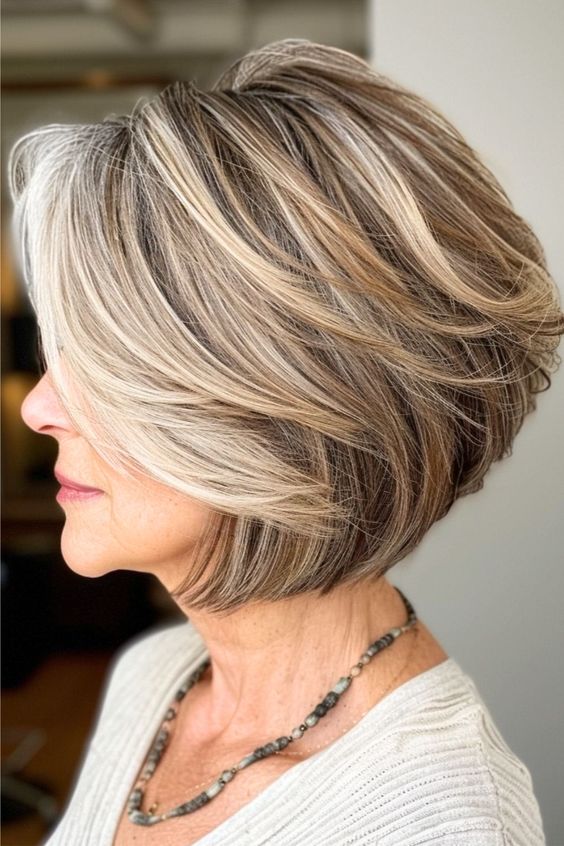 Inverted Bob with Highlights