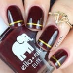 burgundy-and-gold-stripes-nail-designs-shortnails