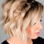 short-blonde-half-up-braidedhairstyle-blondehair