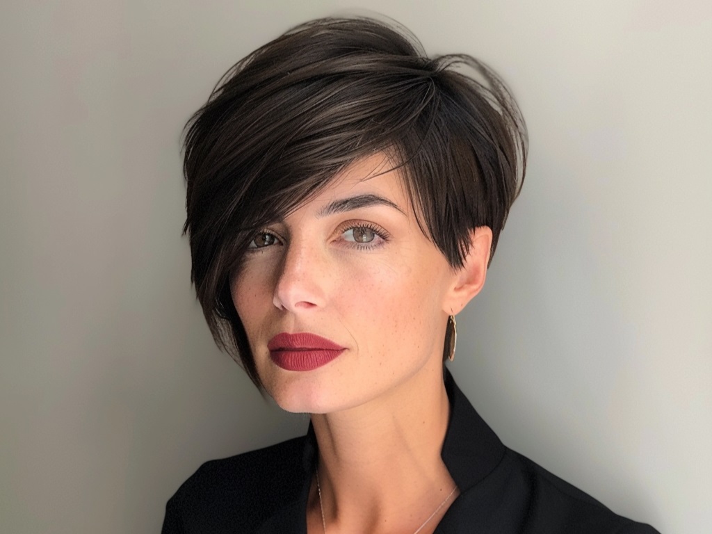Sculpted Pixie Cut with Side-Swept Bangs