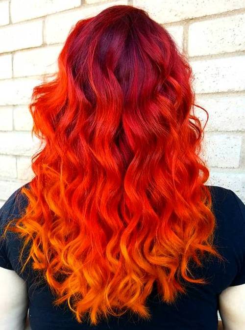 bright red ombre hair