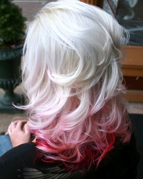 platinum blonde and red reverse ombre