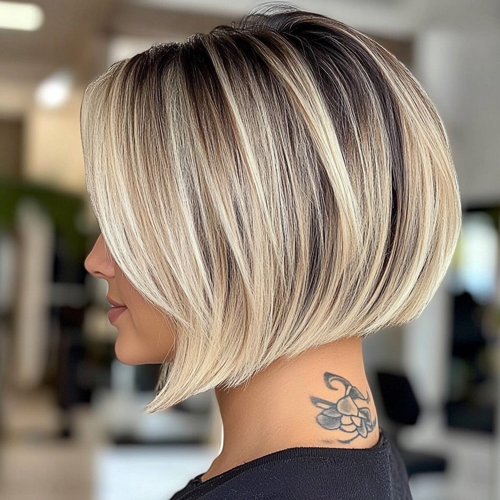 Platinum Blonde Bob with Dark Roots