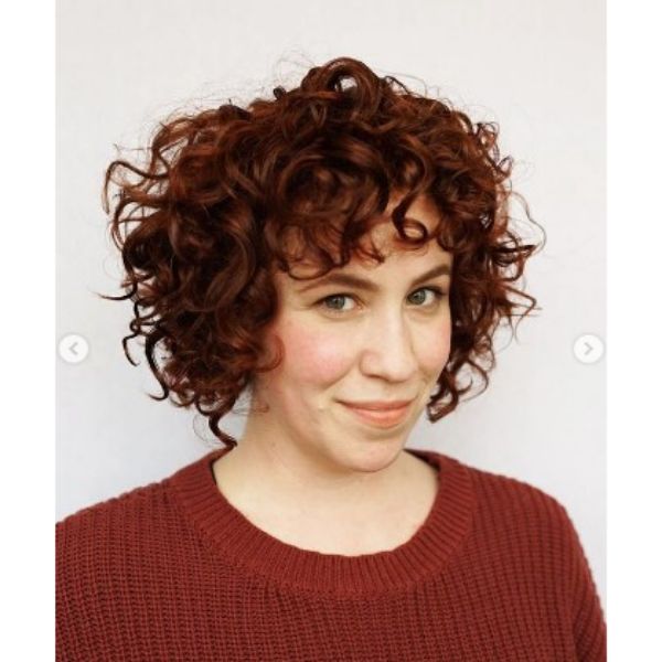  Cinnamon Red Curly Bob 