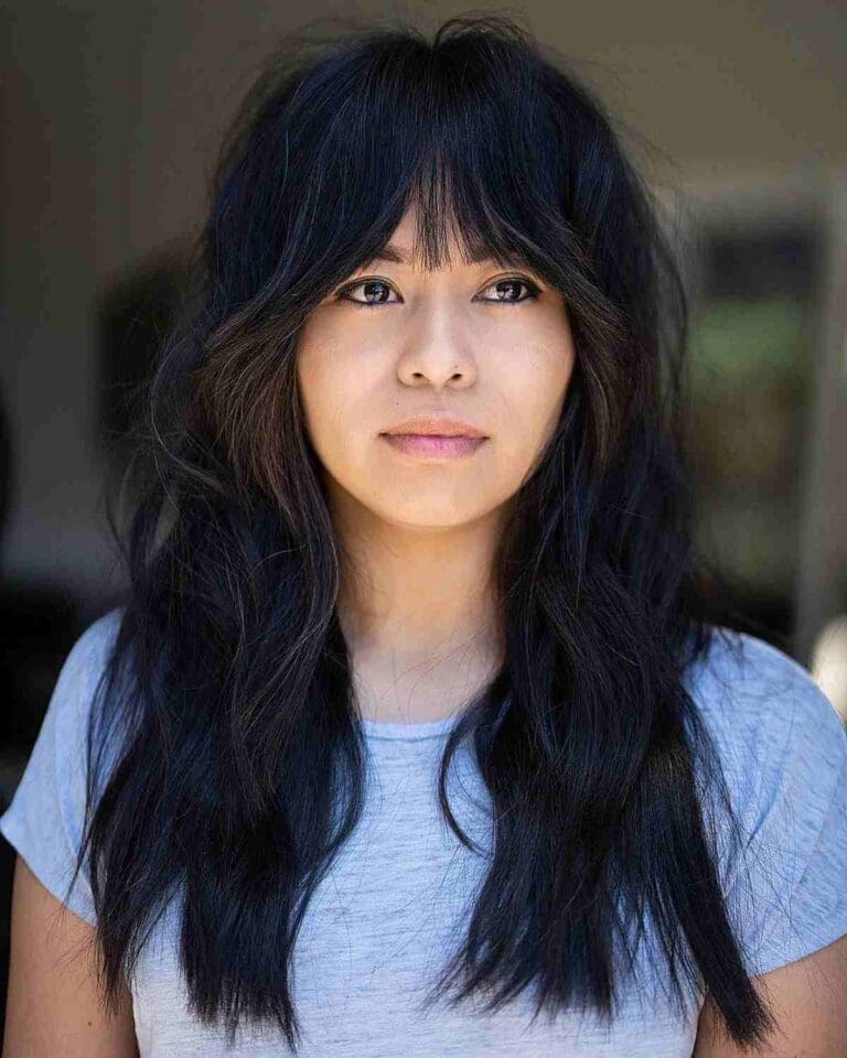 31 Long Shag Hairstyles with Bangs