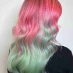 pink-to-green-ombre-for-long-hair