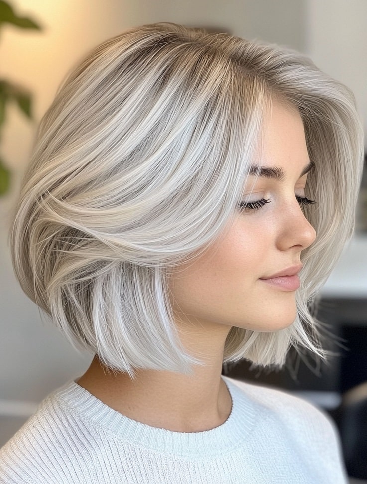 Icy Blonde Textured Bob