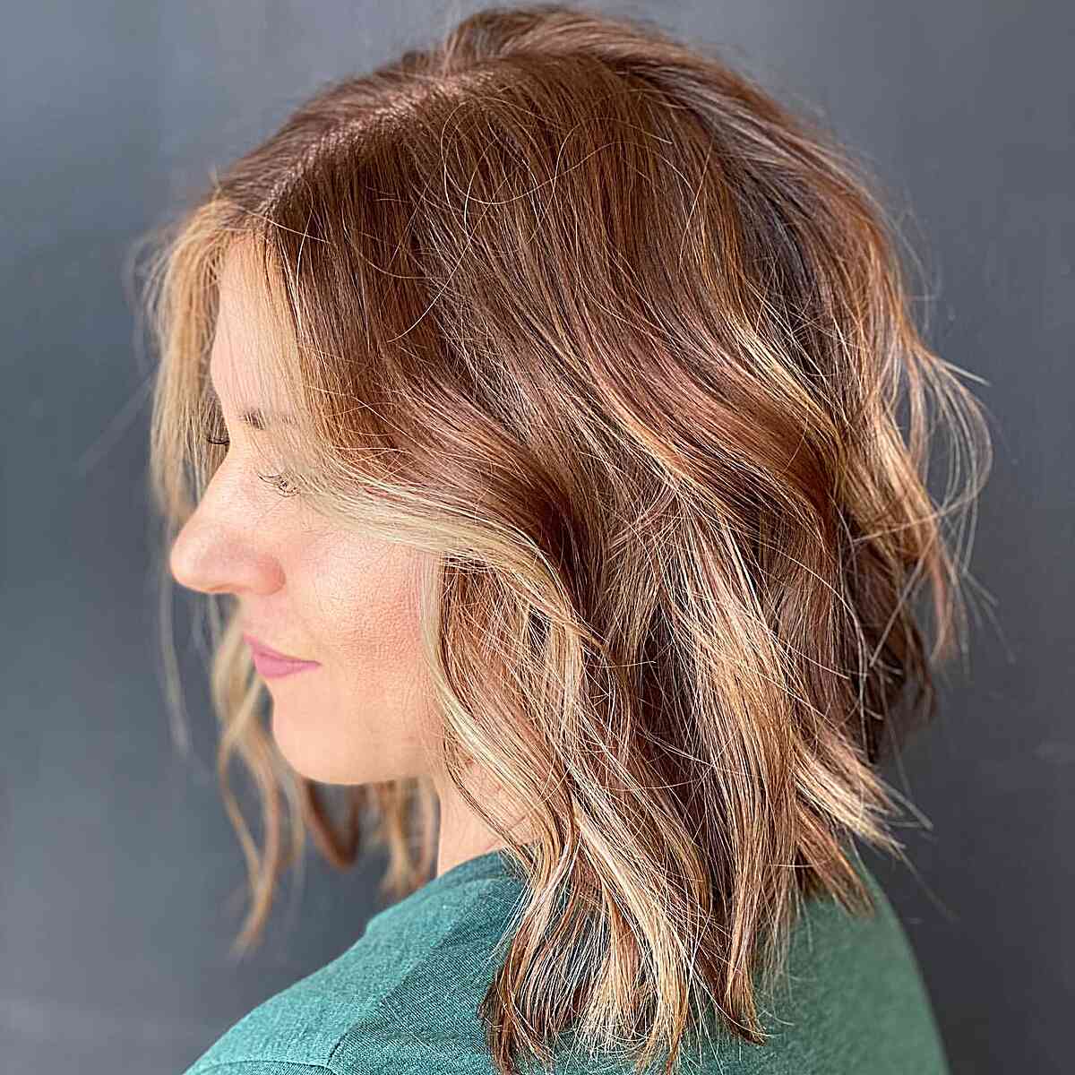 A-Line Lob Balayage with Subtle Layers