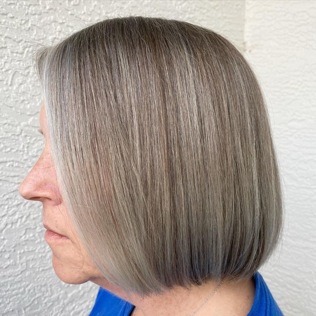 Blunt bob for silver, fine hair