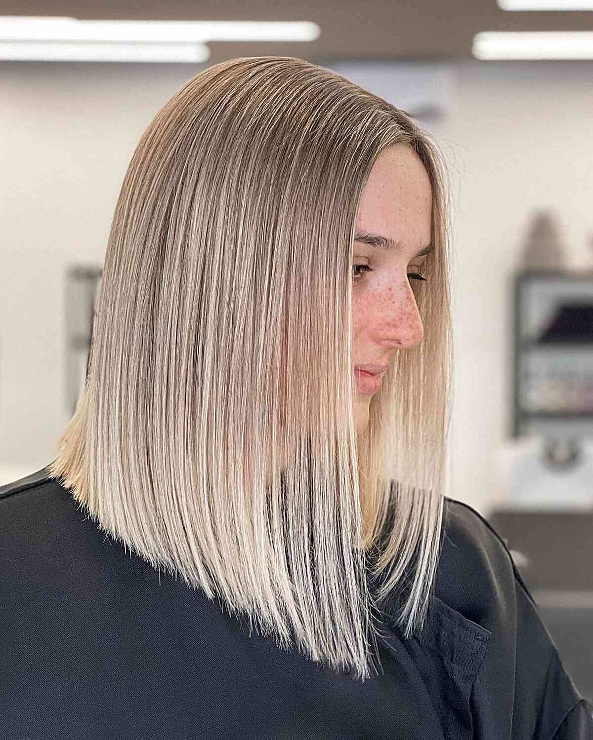 Blunt Sleek Long Bob with Slight Graduation