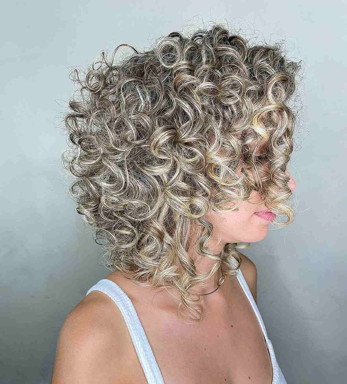 Curly Graduated Lob Haircut with Texture