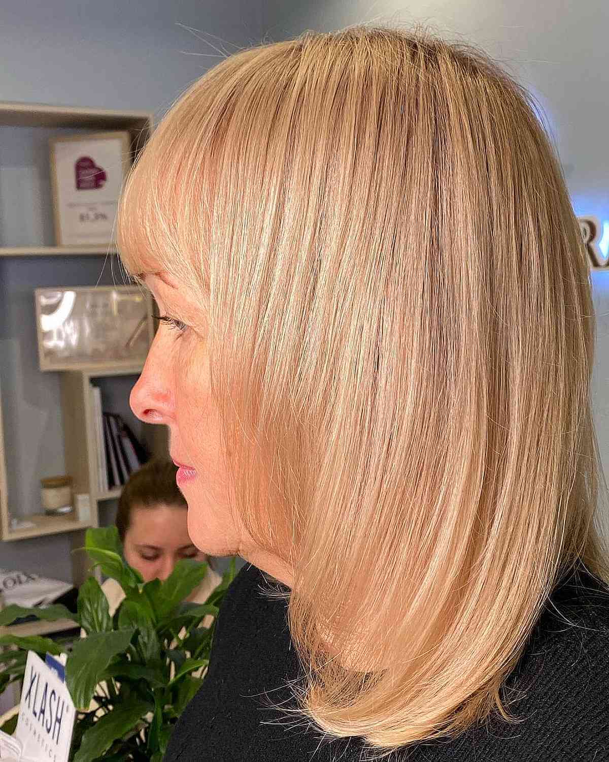 Dark Blonde Layered Lob with Wispy Ends