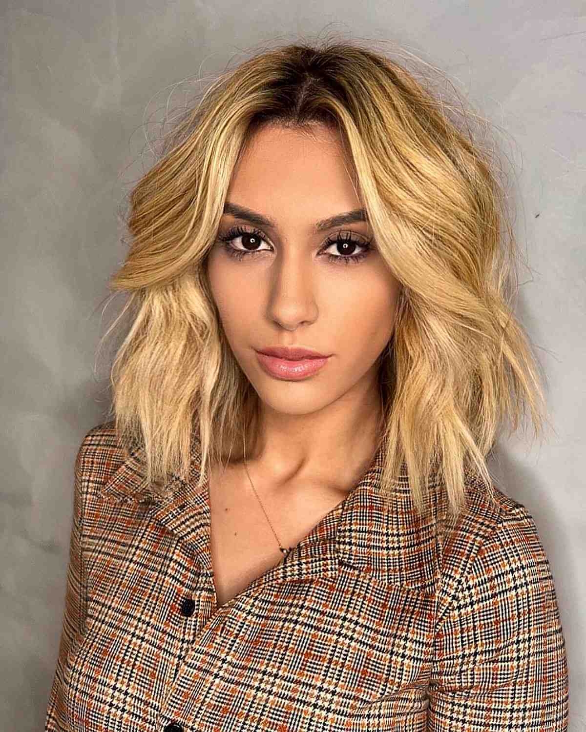 Golden Blonde Choppy Bob for Thick Hair