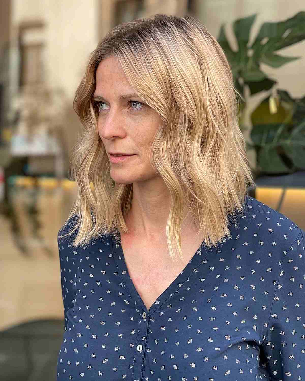 Long Textured Bob for Women Over 40