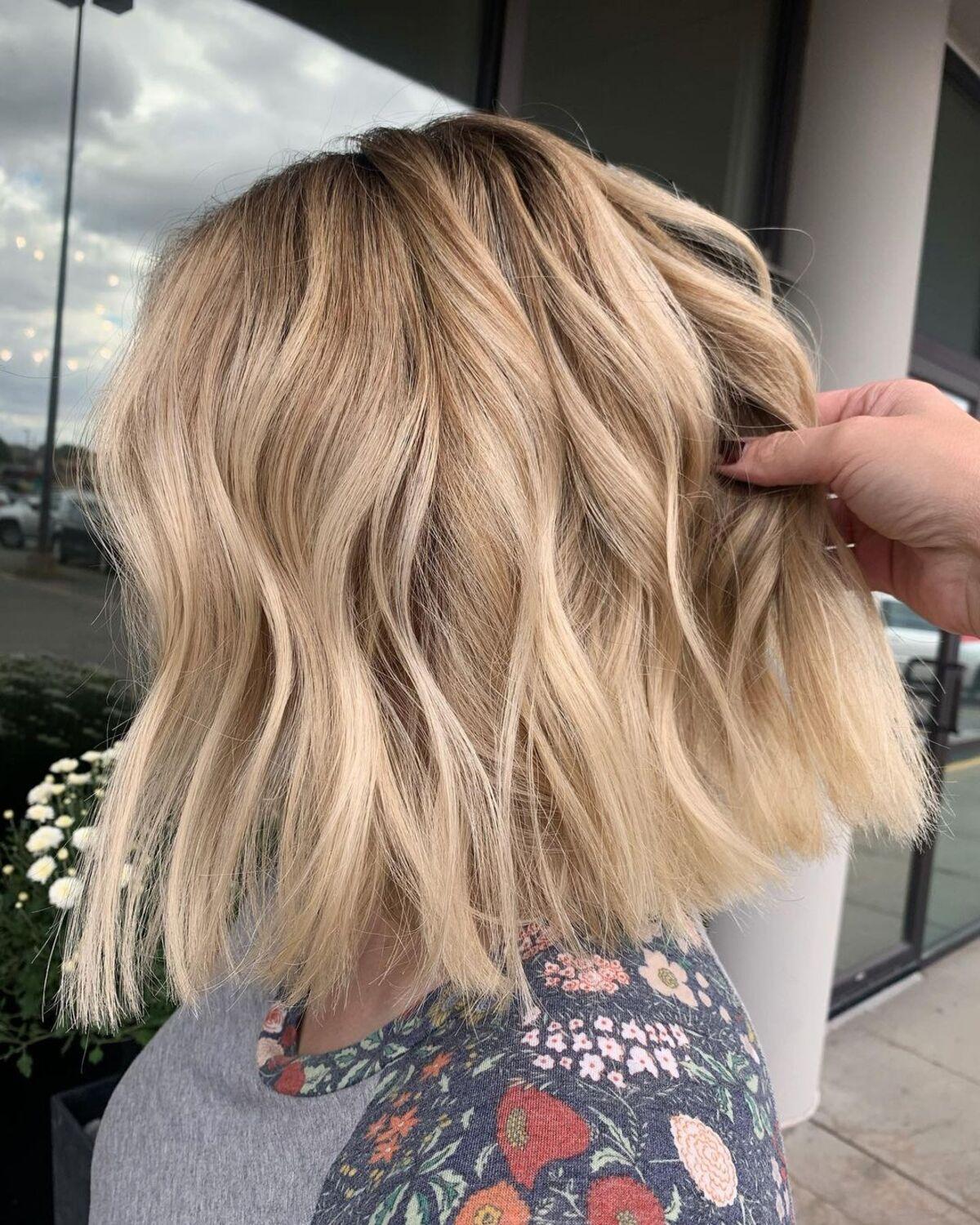 Long Wavy Blunt Bob