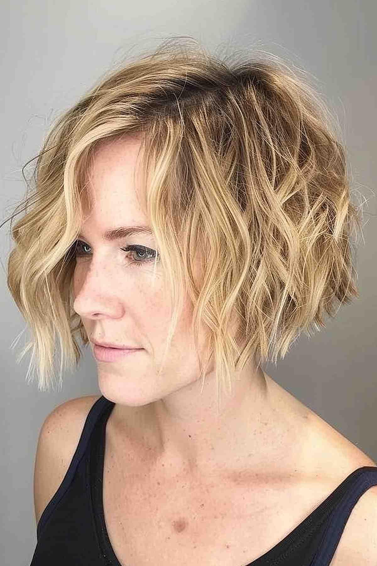 Short blonde layered shaggy hair