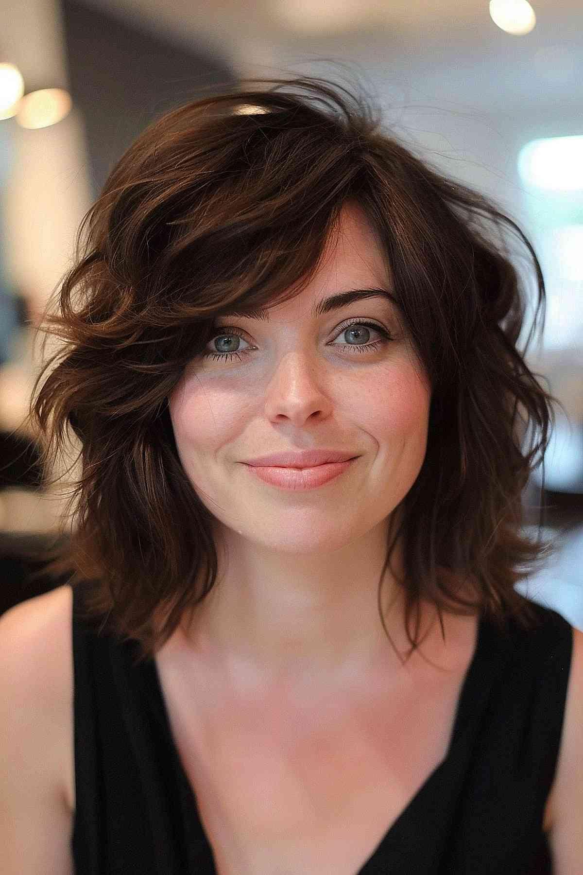 short bob with shaggy layers for thick hair