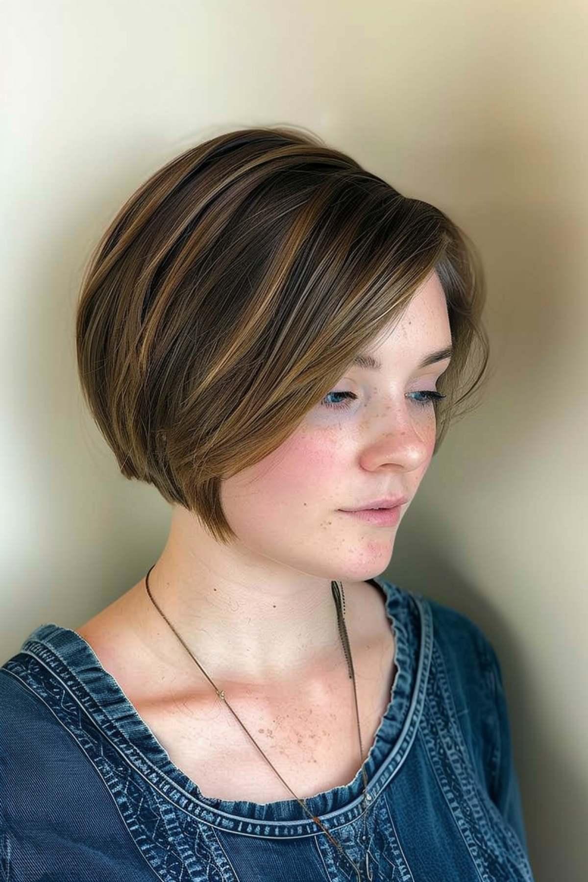 Short Wedge Bob Haircut with Dimensional Highlights