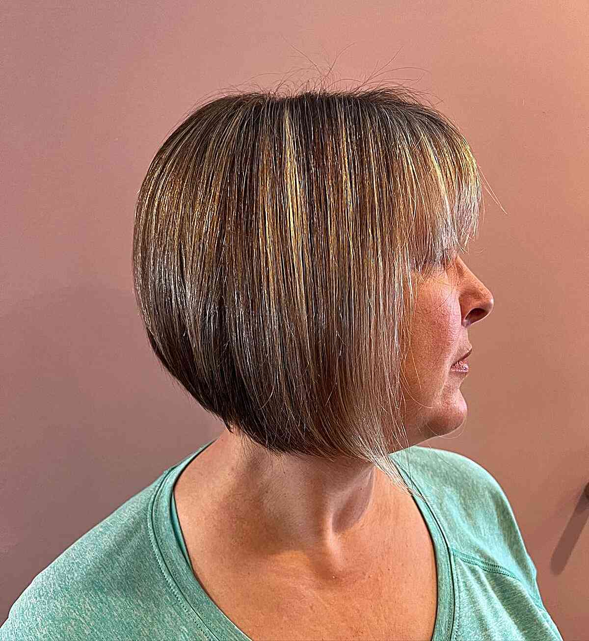 Straight Graduated Angled Bob with a Fringe