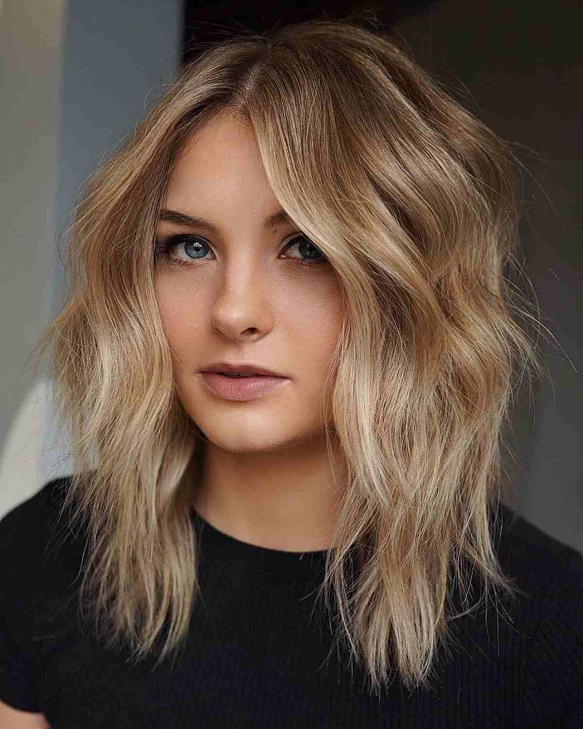 Textured Layered Lob Cut for Fine Hair