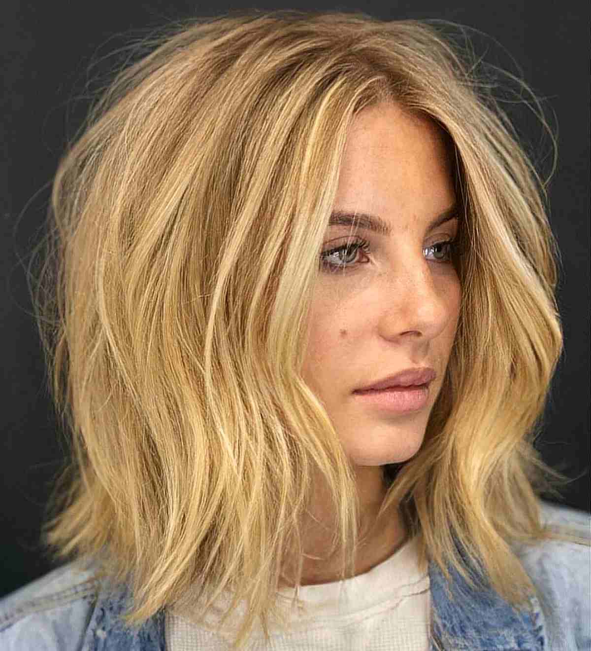 Textured Messy Shoulder-Length Bob