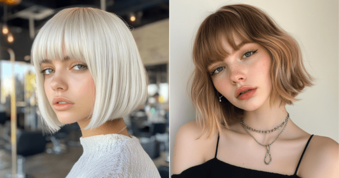 25 Sleek Blunt Bob with Bangs for a Modern Look