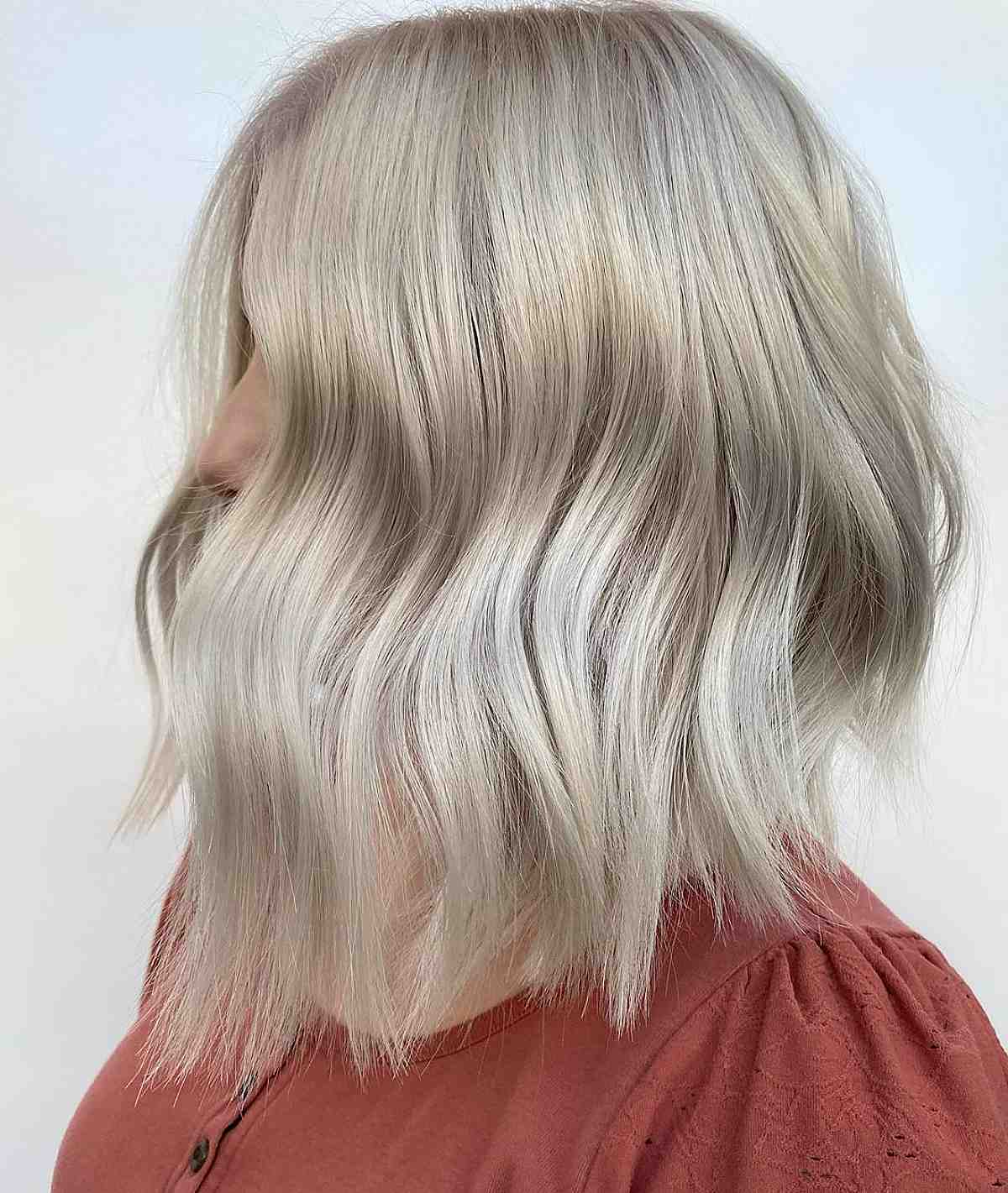 ash blonde lob cut