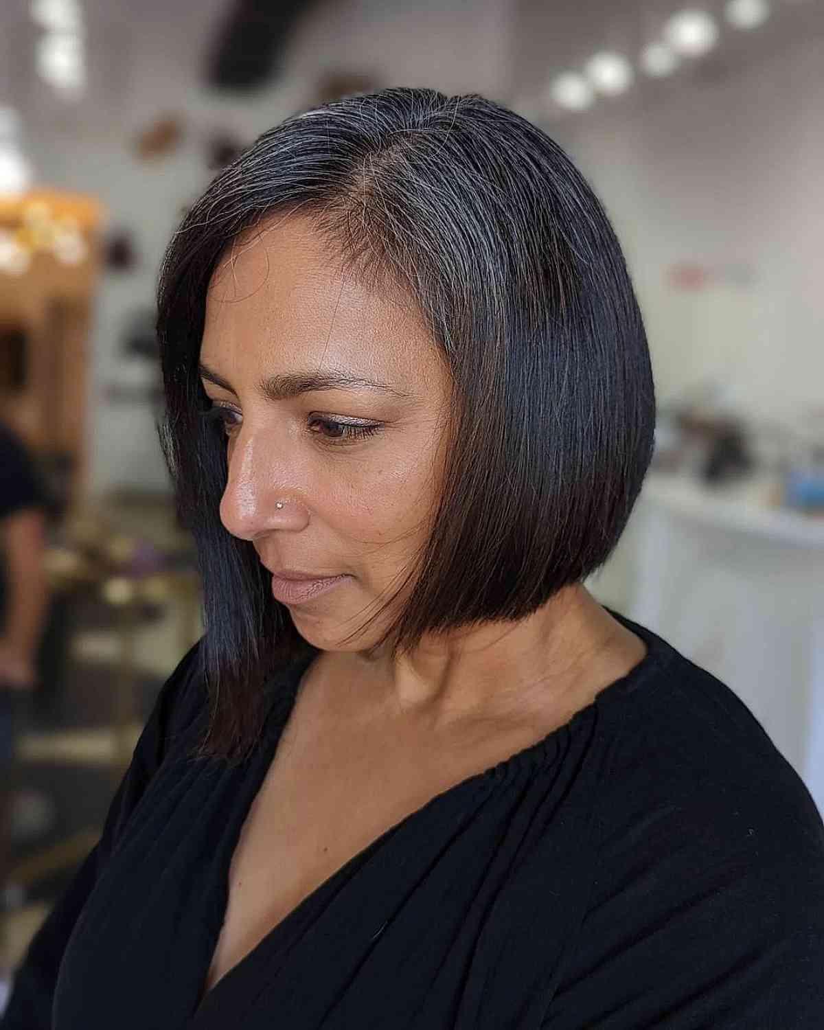 Asymmetrical Jaw-Length Bob for Women Over 50