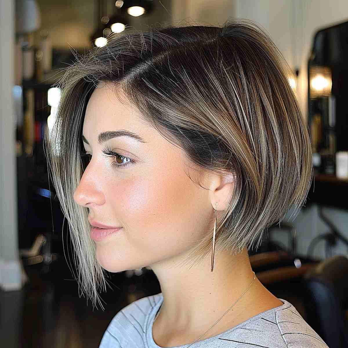 Asymmetrical Stacked Bob Haircut