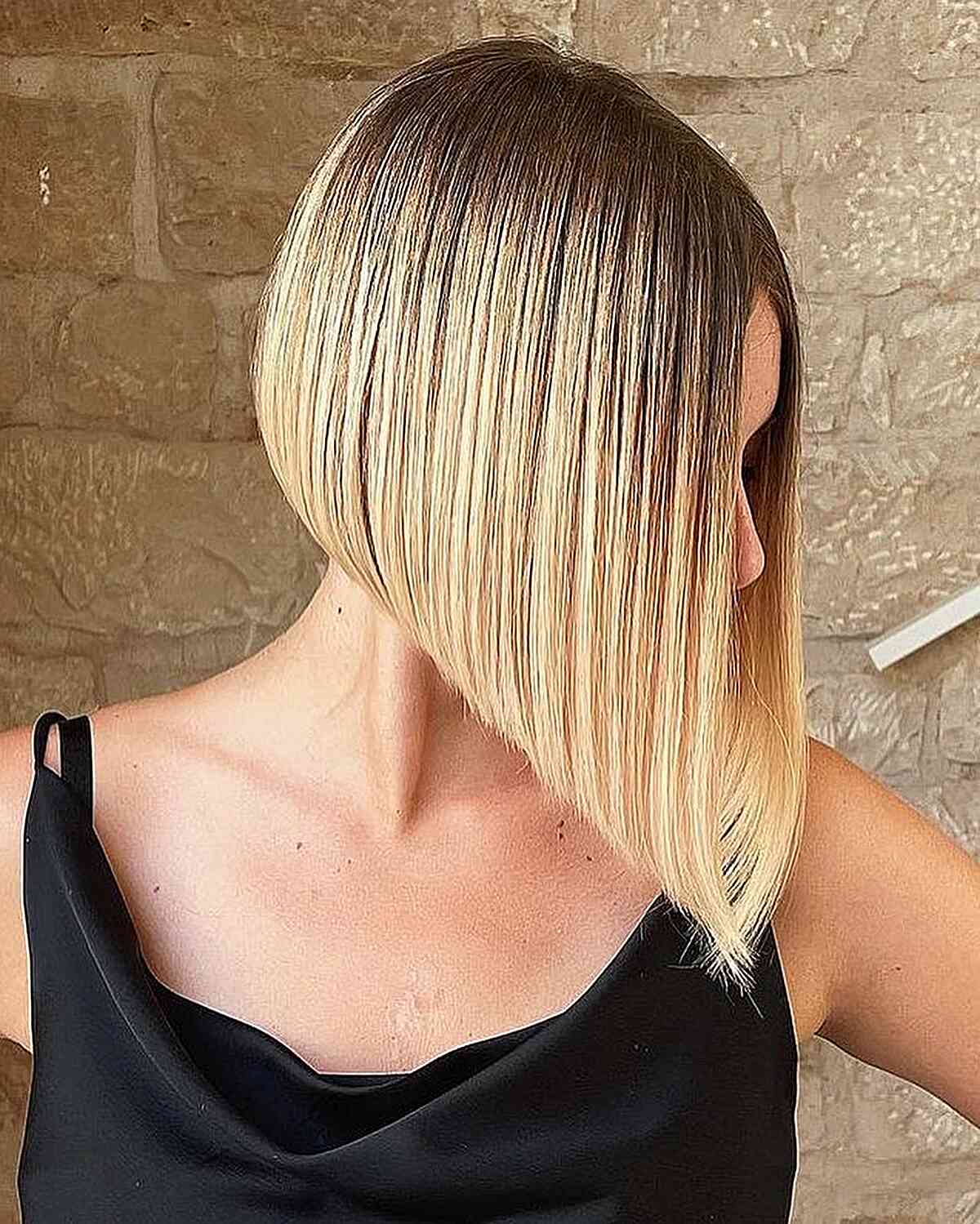 Blonde Balayage A-Line Blunt Bob Hairstyle