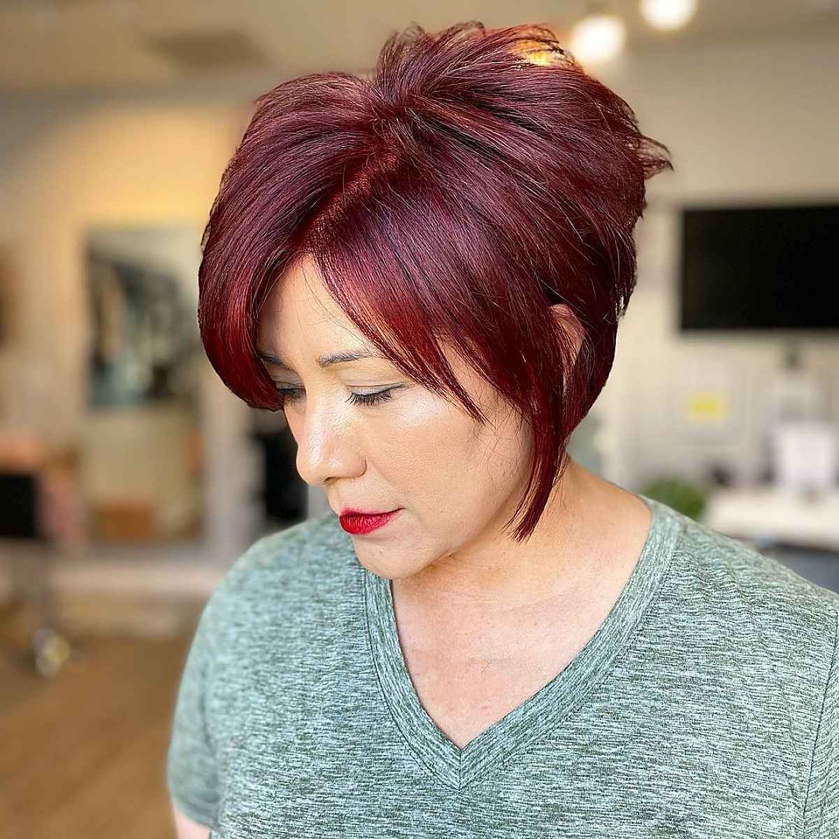 bright cranberry red bob