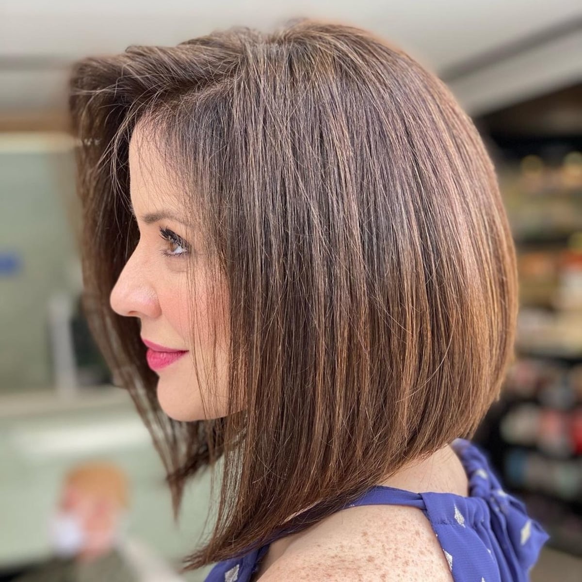 Brown Stacked Lob Haircut