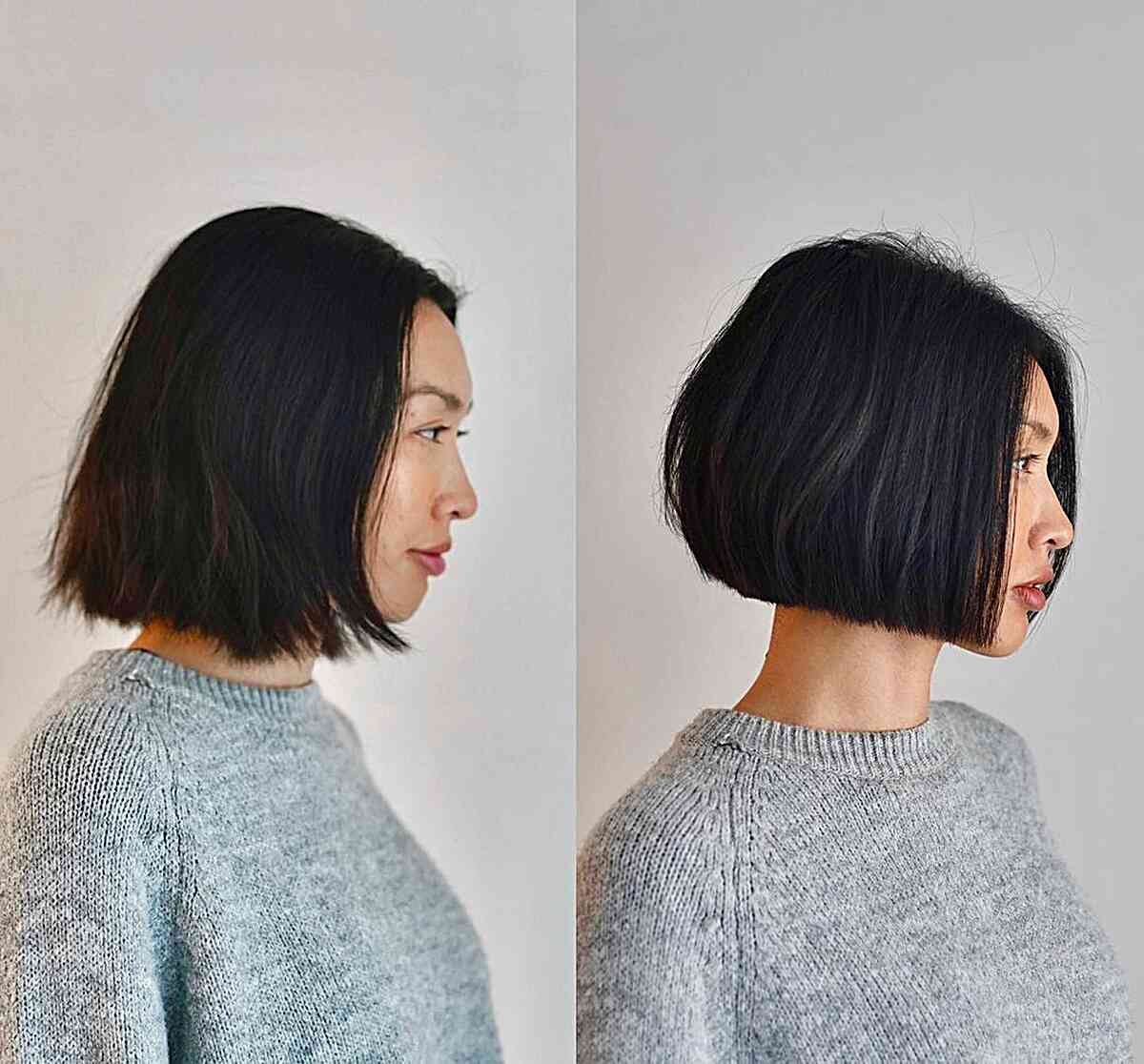 Chin-Length Soft Blunt One-Length Bob for women with fine hair types