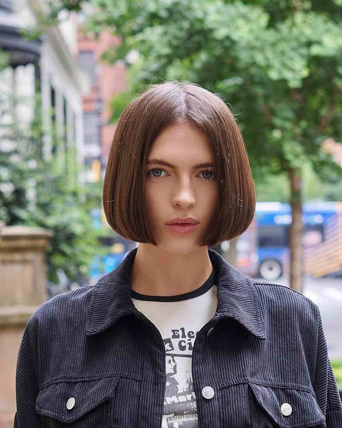 Chin-Length Thick Bob Cut