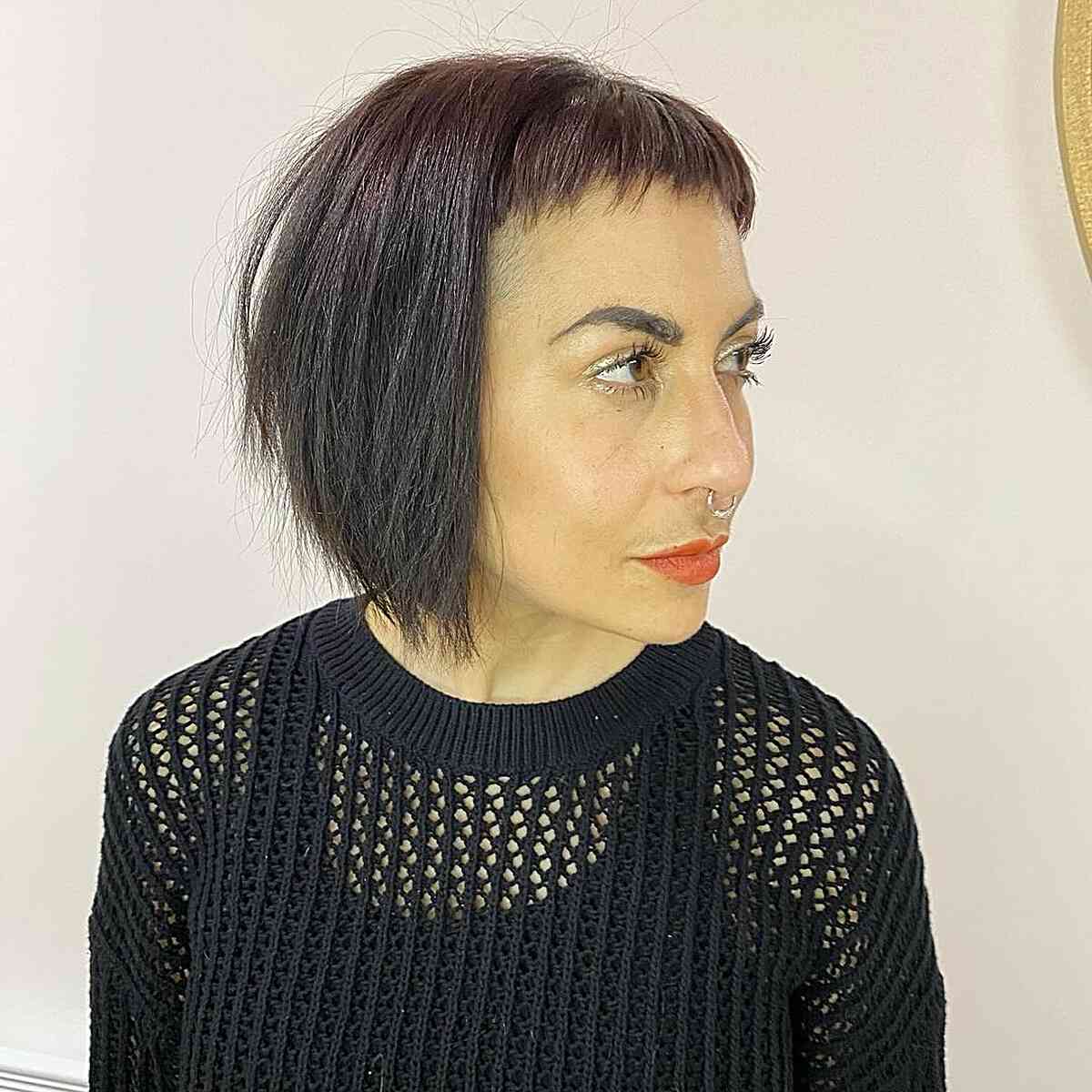 Choppy Inverted Bob Short Hair with Micro Bangs