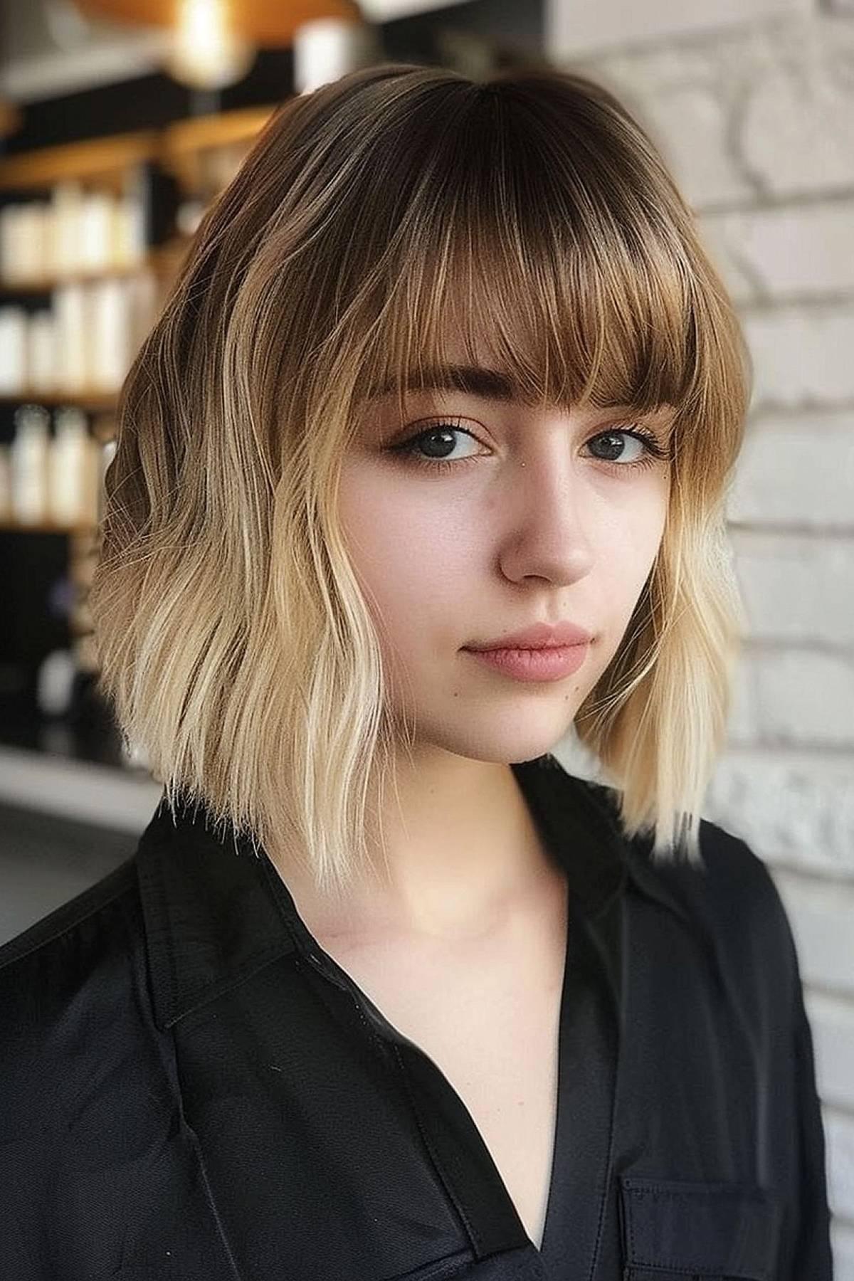 Choppy inverted bob with ombre