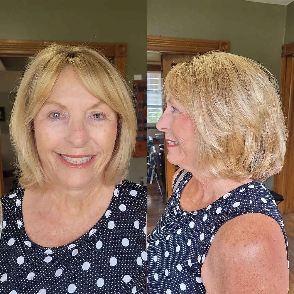 classy blonde bob for older ladies