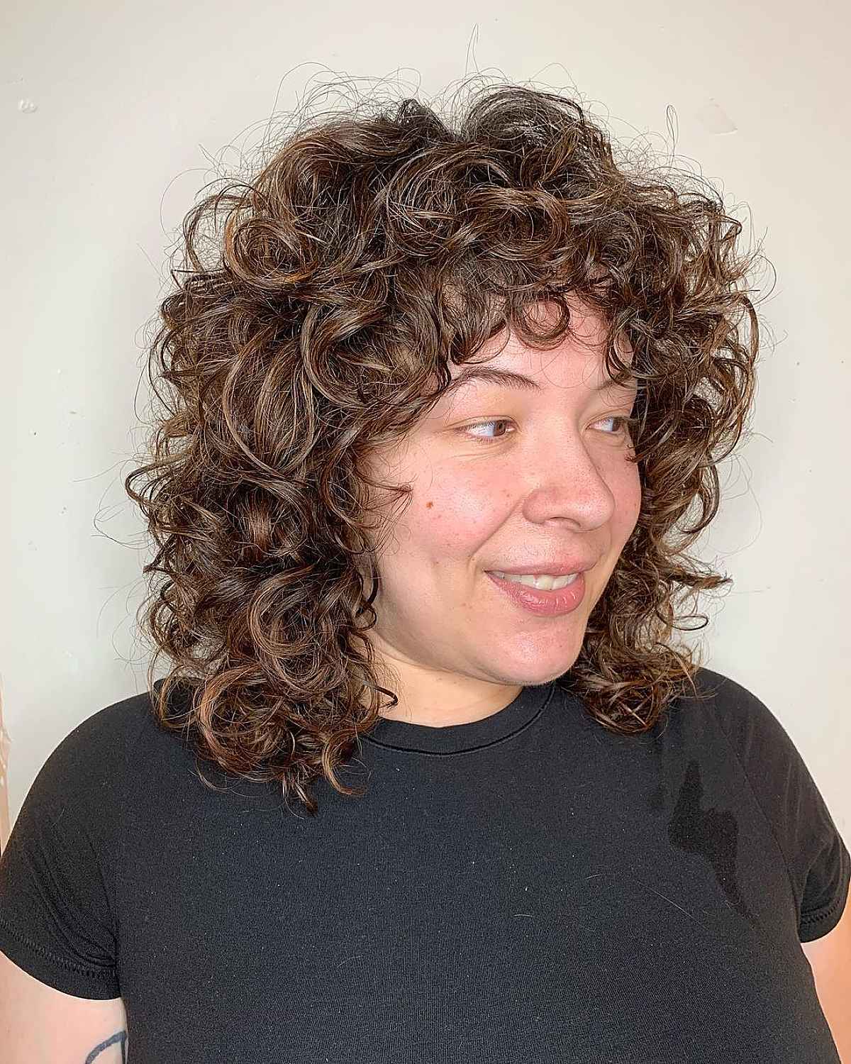 Collarbone-Length Shaggy Curly Bob