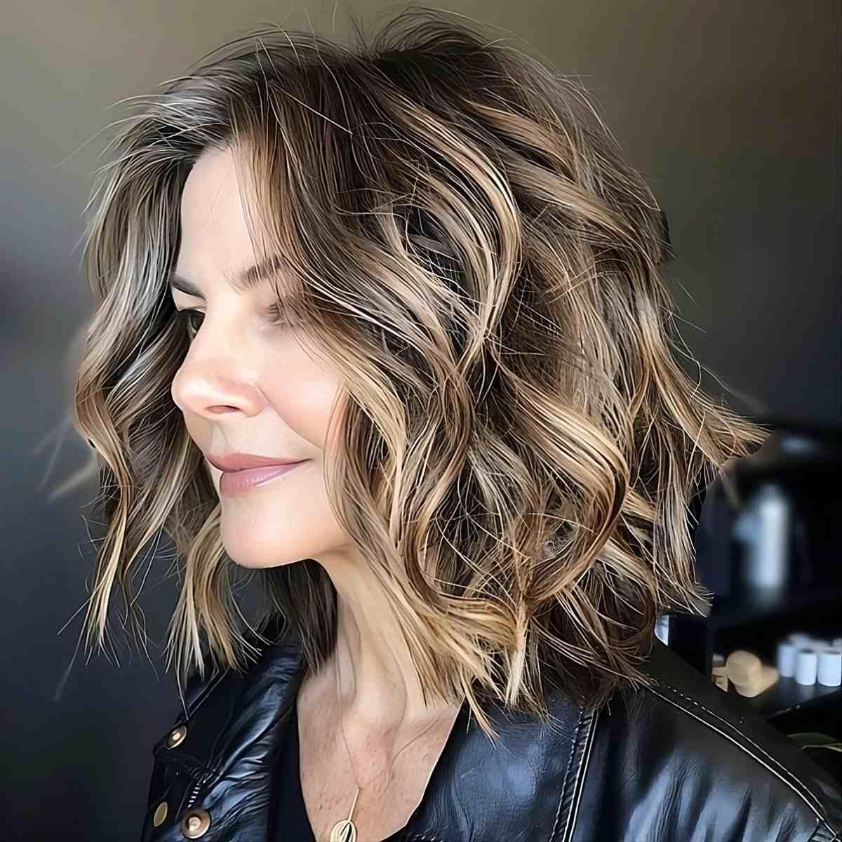 Dazzling Textured Layered Long Bob