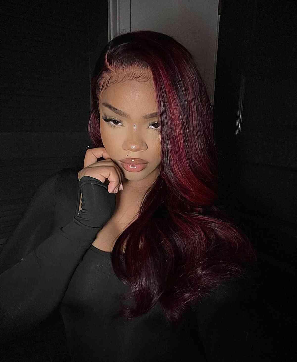 Deep Side Part Burgundy Hair for Black Women's Quick Weave