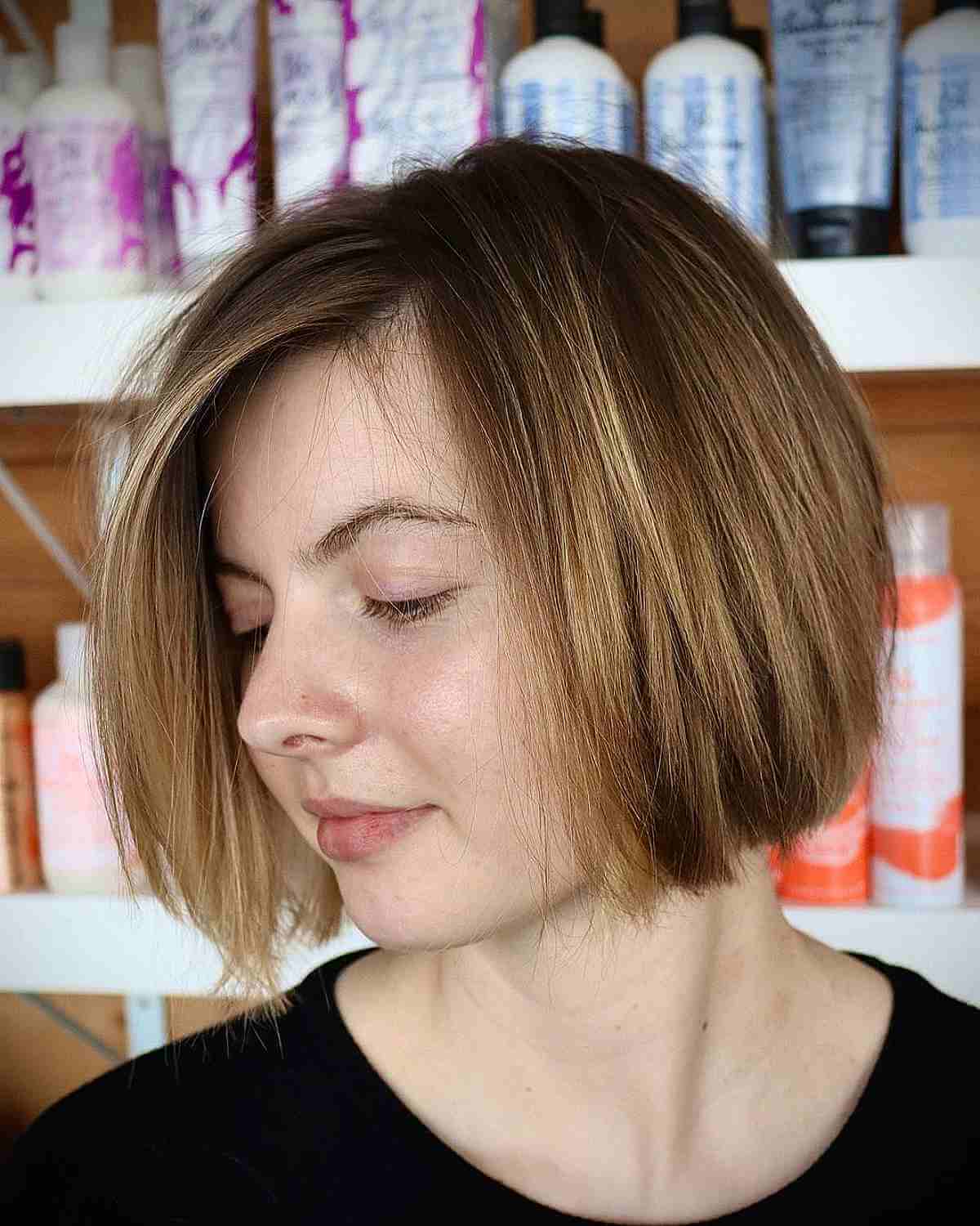 Dimensional Chin-Length Layered Bob