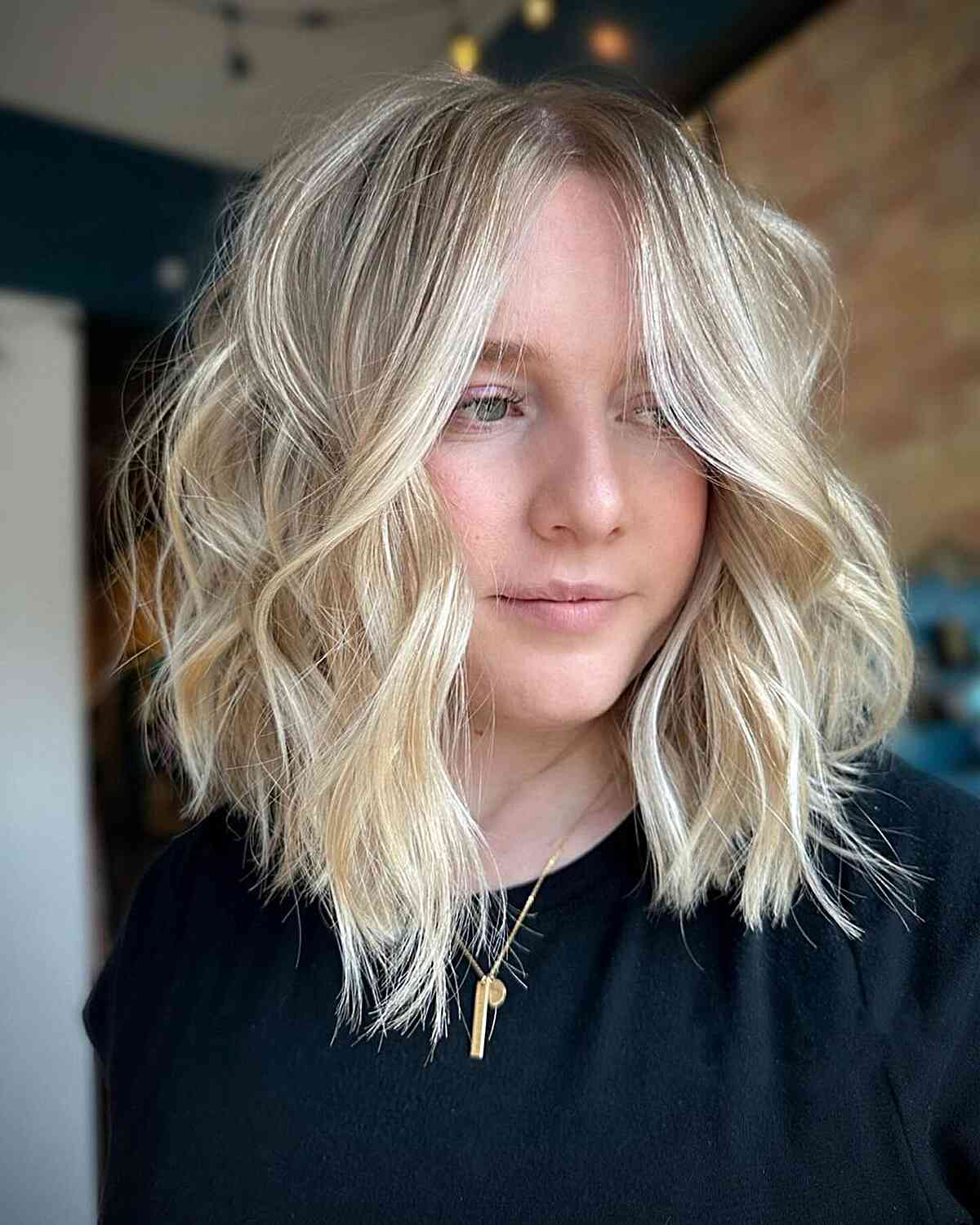 Dimensional Color on a Long Choppy Bob Cut